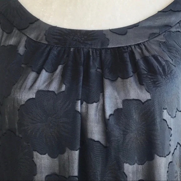 Ali Ro Anthropologie Silk Dress Floral Shift Dress Black Size 2 Scoop Neck - Picture 6 of 8